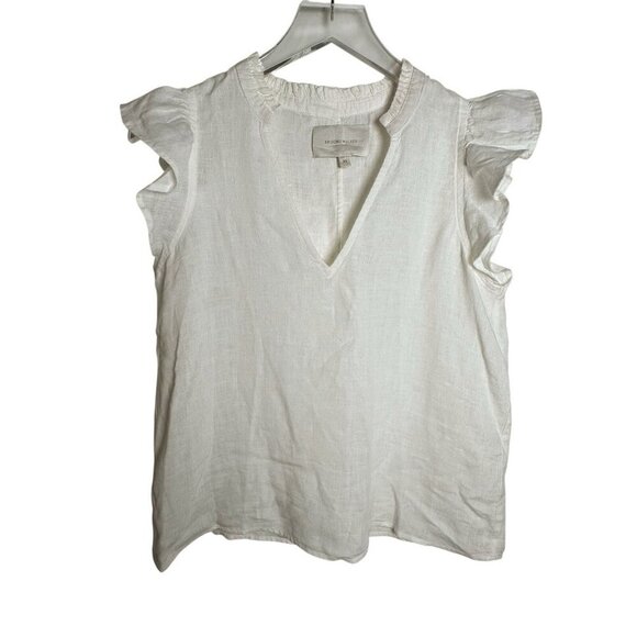 BROCHU WALKER woman’s Devan Sleeveless Linen Top White ruffles Size XS blouse - Picture 10 of 10